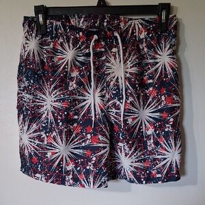 George Men's Firework Print Athletic Shorts - Red, White, Blue